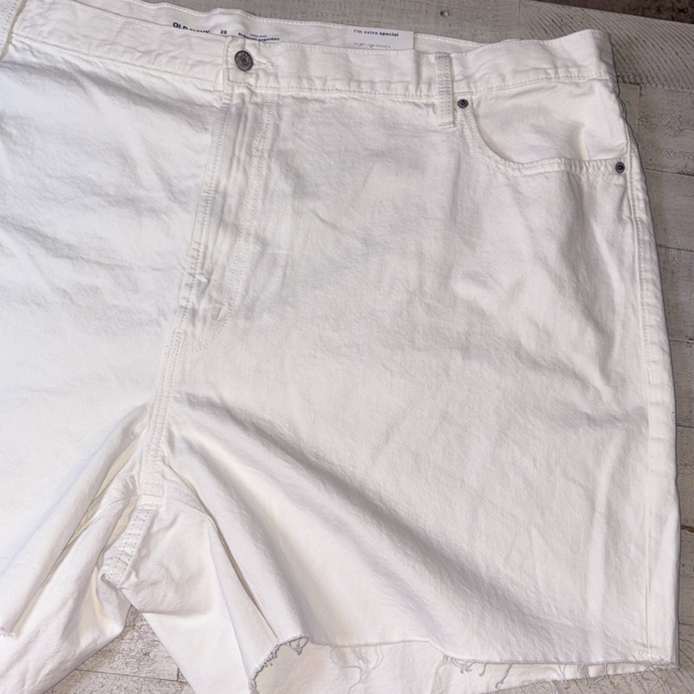 Old Navy Shorts Denim High-Rise Slouchy White Straight Women's Size: 28 New - Picture 4 of 14